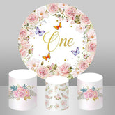 Schmetterling Blume Runden Glücklich 1 Geburtstag Hintergrund Bausatz